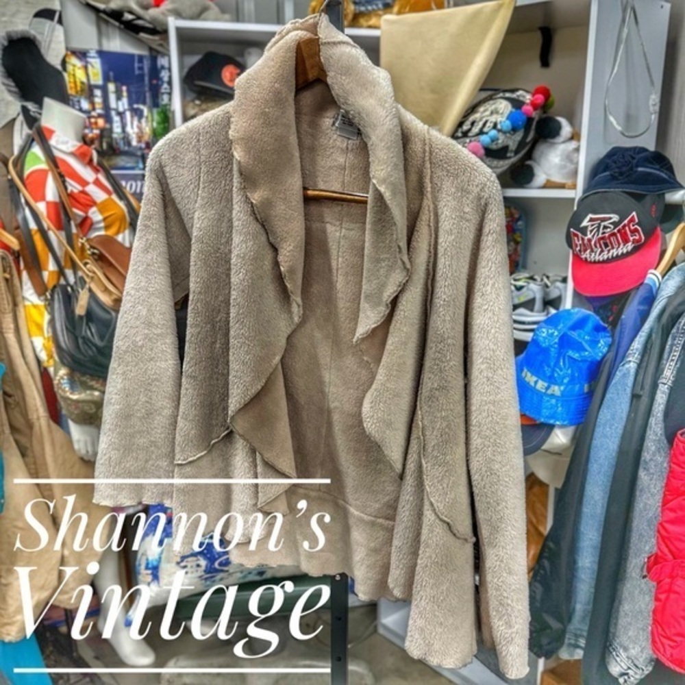 Vine Street Made in USA sz small terry fleece cardigan A8